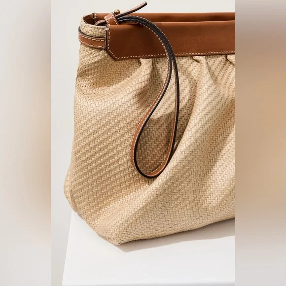 New Isabel Marant Beige and Brown Luz raffia Clutch - Picture 4 of 16